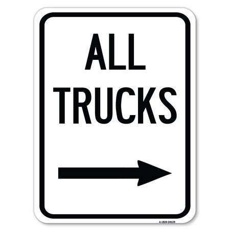 SIGNMISSION Driveway All Trucks W/ Right Arrow Heavy-Gauge Alum Rust Proof Parking, 18" x 24", A-1824-24129 A-1824-24129